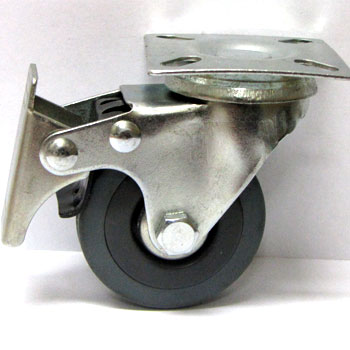 Колёсная опора 50 мм поворотная с площадкой резина стопор 40 кг Чёрный ФФМ