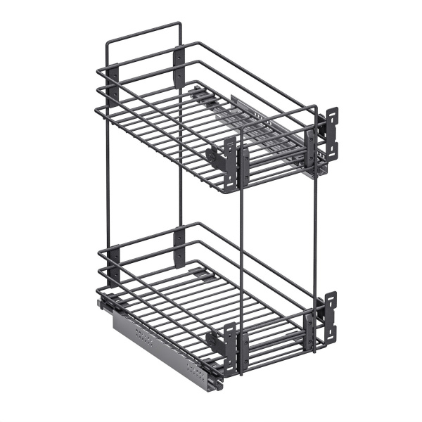 Бутылочница бокового и нижнего крепления с доводчиком 300 Квадро Чёрный ЮММ 30 кг.