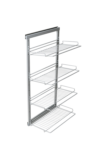 Выдвижная полка для обуви 4х уровневая с доводчиком боковое крепление Серый ЮММ