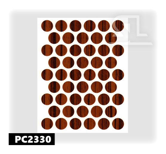 Пластиковые заглушки самоклеящиеся 14мм для евровинта PC2330 глянец Чёрное дерево  PACIFIC