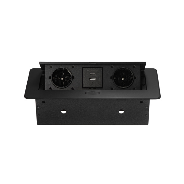 Удлинитель механический 226J 2 евро+ 2 USB Чёрный Мебакс