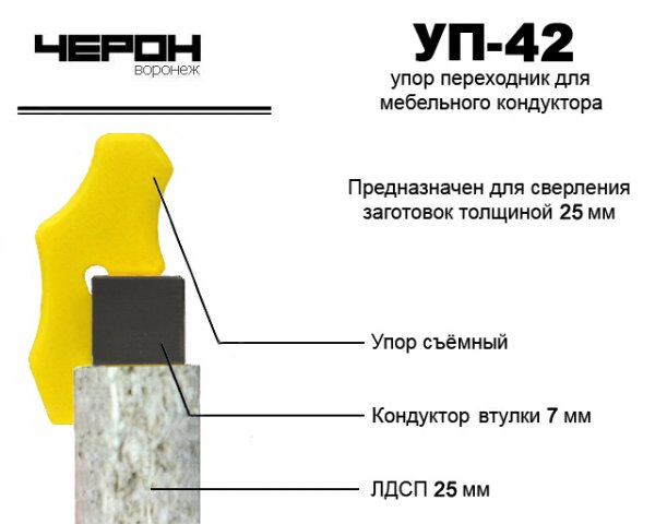 Упор переходник для кондуктора втулки 7 мм (для плиты 25 мм)