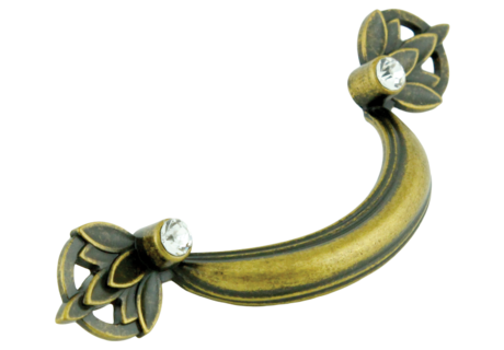 Ручка скоба RS 417 64 Латунь старинная европейская Кристалл стекло