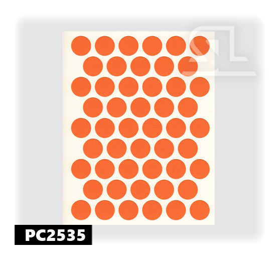 Пластиковые заглушки самоклеящиеся 14мм для евровинта PC2535 Оранж PACIFIC